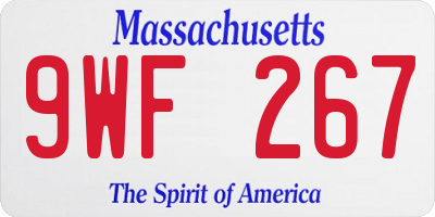 MA license plate 9WF267