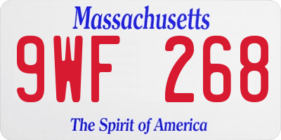 MA license plate 9WF268