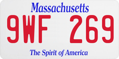 MA license plate 9WF269