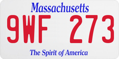 MA license plate 9WF273