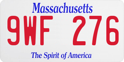 MA license plate 9WF276