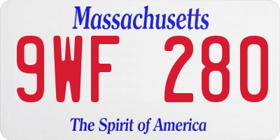 MA license plate 9WF280