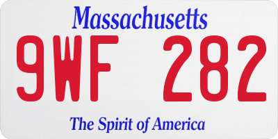 MA license plate 9WF282
