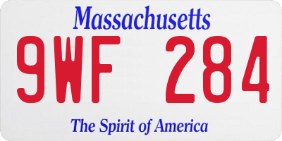 MA license plate 9WF284
