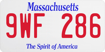 MA license plate 9WF286