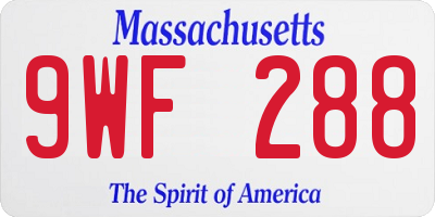 MA license plate 9WF288