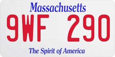MA license plate 9WF290