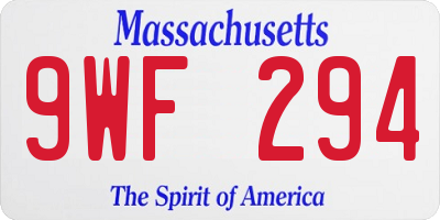 MA license plate 9WF294