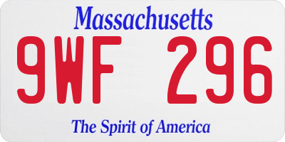MA license plate 9WF296