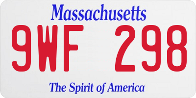 MA license plate 9WF298