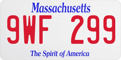 MA license plate 9WF299