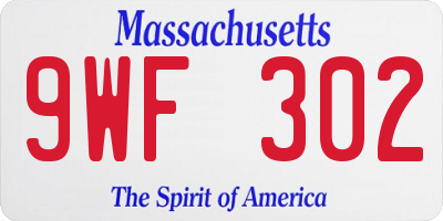 MA license plate 9WF302