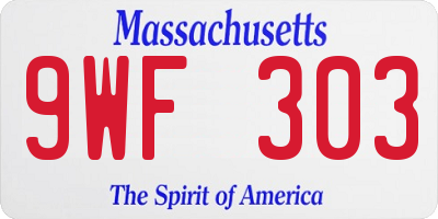 MA license plate 9WF303