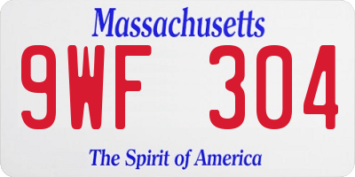 MA license plate 9WF304