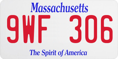 MA license plate 9WF306