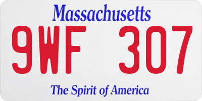 MA license plate 9WF307