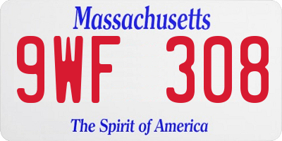 MA license plate 9WF308