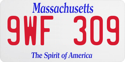 MA license plate 9WF309