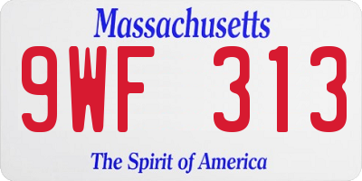 MA license plate 9WF313