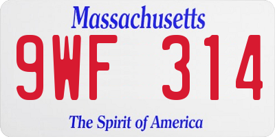 MA license plate 9WF314
