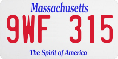 MA license plate 9WF315