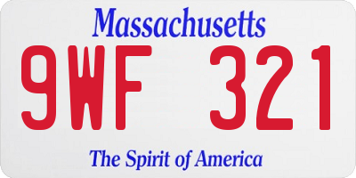 MA license plate 9WF321