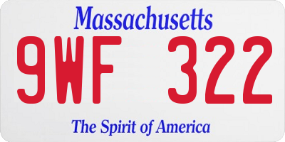 MA license plate 9WF322