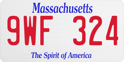 MA license plate 9WF324