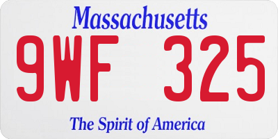 MA license plate 9WF325