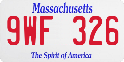 MA license plate 9WF326