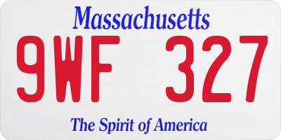MA license plate 9WF327