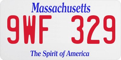 MA license plate 9WF329