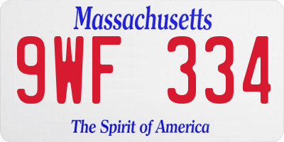 MA license plate 9WF334