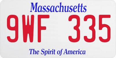 MA license plate 9WF335