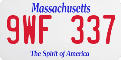 MA license plate 9WF337
