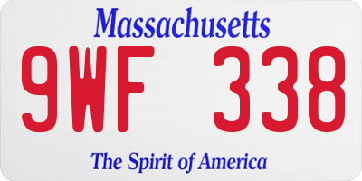 MA license plate 9WF338