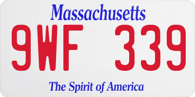 MA license plate 9WF339