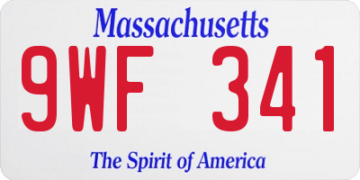 MA license plate 9WF341