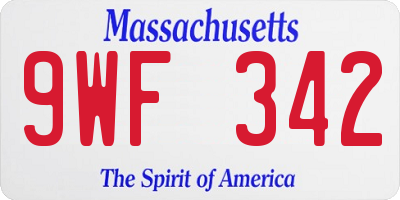 MA license plate 9WF342