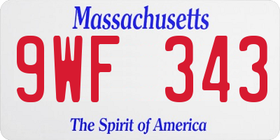 MA license plate 9WF343
