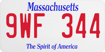 MA license plate 9WF344
