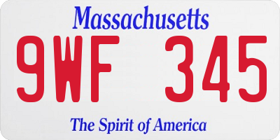 MA license plate 9WF345