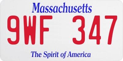MA license plate 9WF347