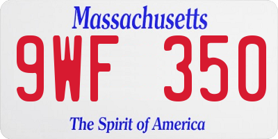 MA license plate 9WF350
