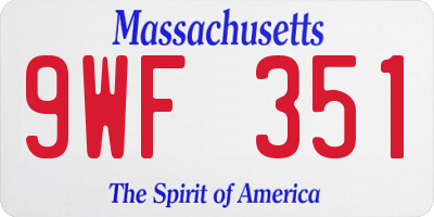 MA license plate 9WF351