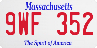 MA license plate 9WF352