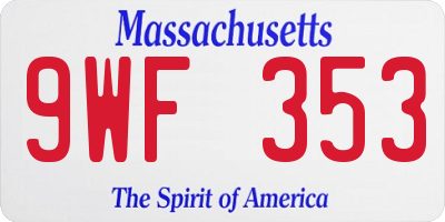 MA license plate 9WF353