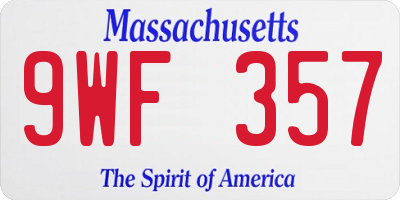 MA license plate 9WF357