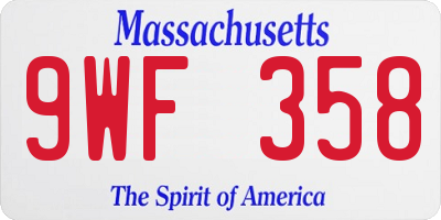 MA license plate 9WF358