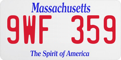 MA license plate 9WF359